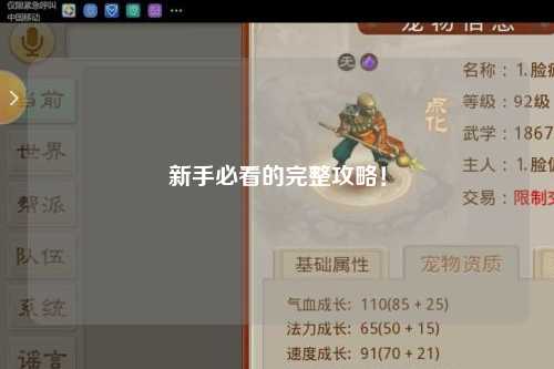 新手必看的完整攻略！