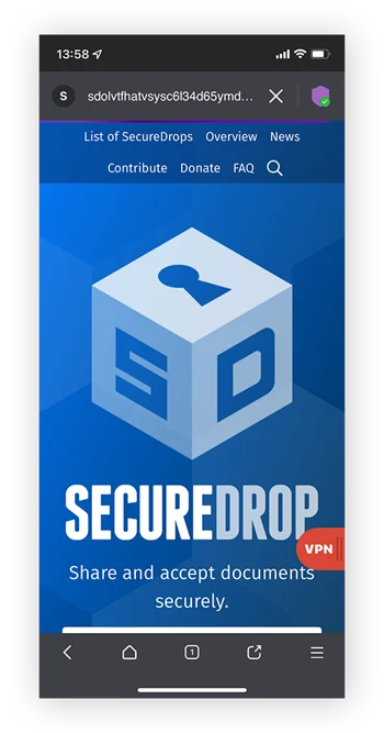 SecureDrop 是一个文件共享网站，只能通过暗网和 Tor等暗网浏览器访问。